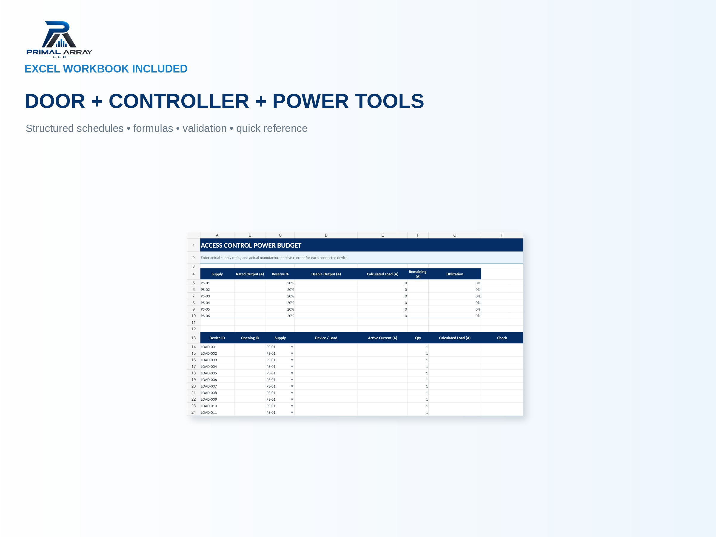 Access Control Field Documentation Pack: Excel tools