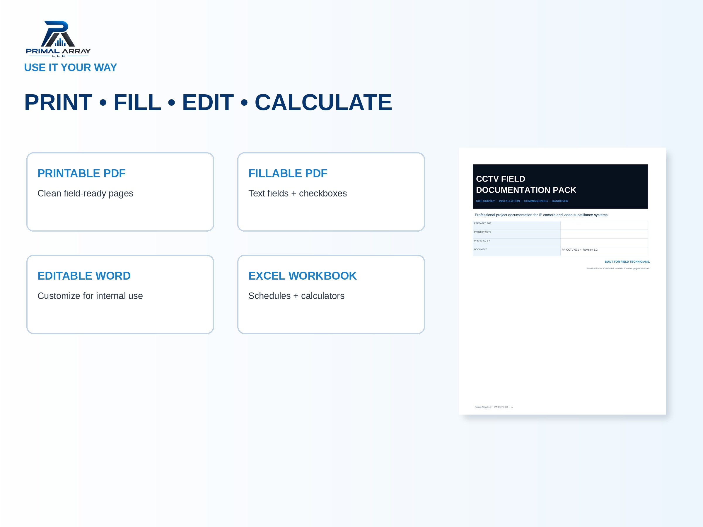 CCTV Field Documentation Pack: Included file formats