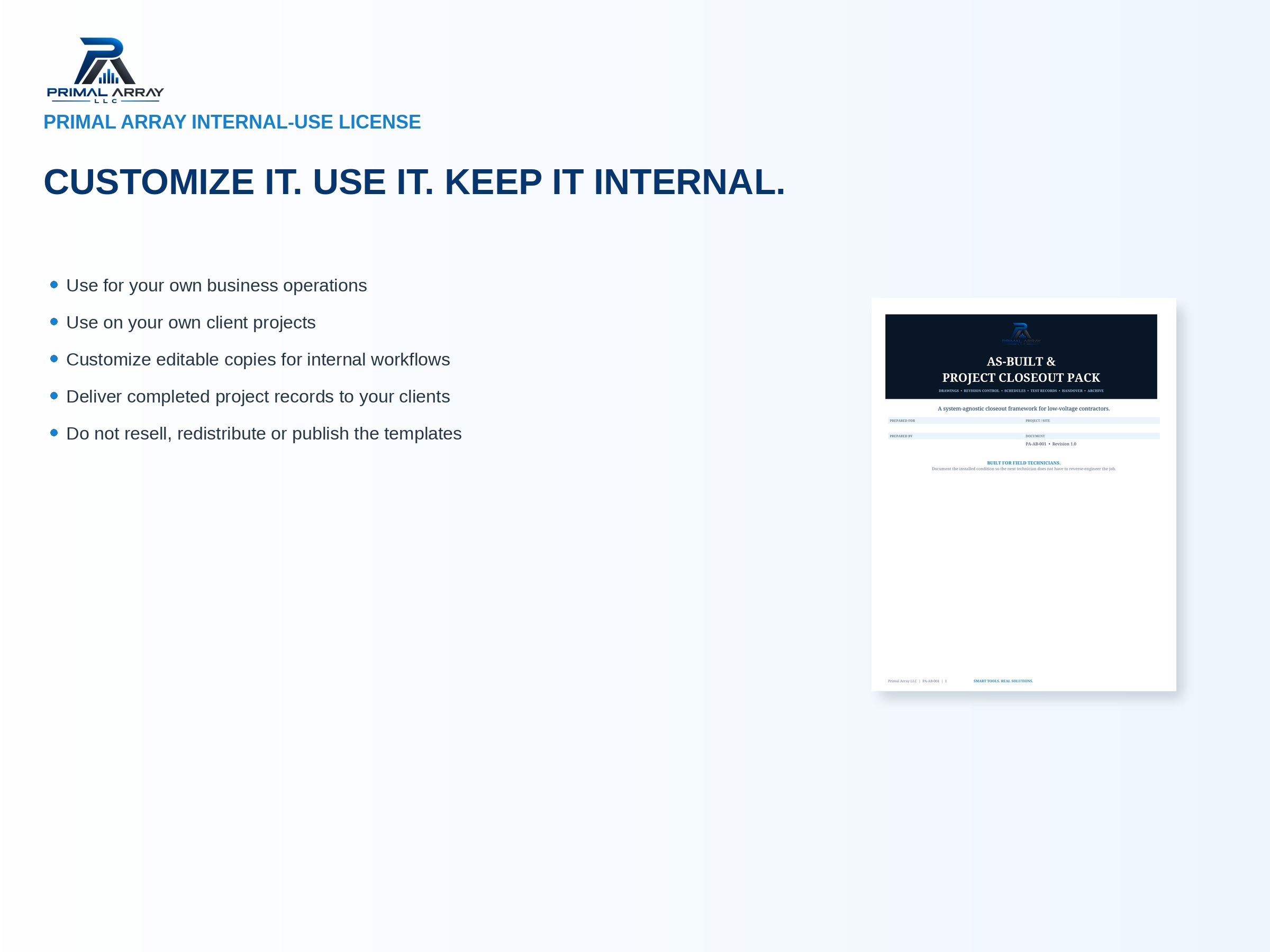 Complete Low-Voltage Documentation System: Internal-use license