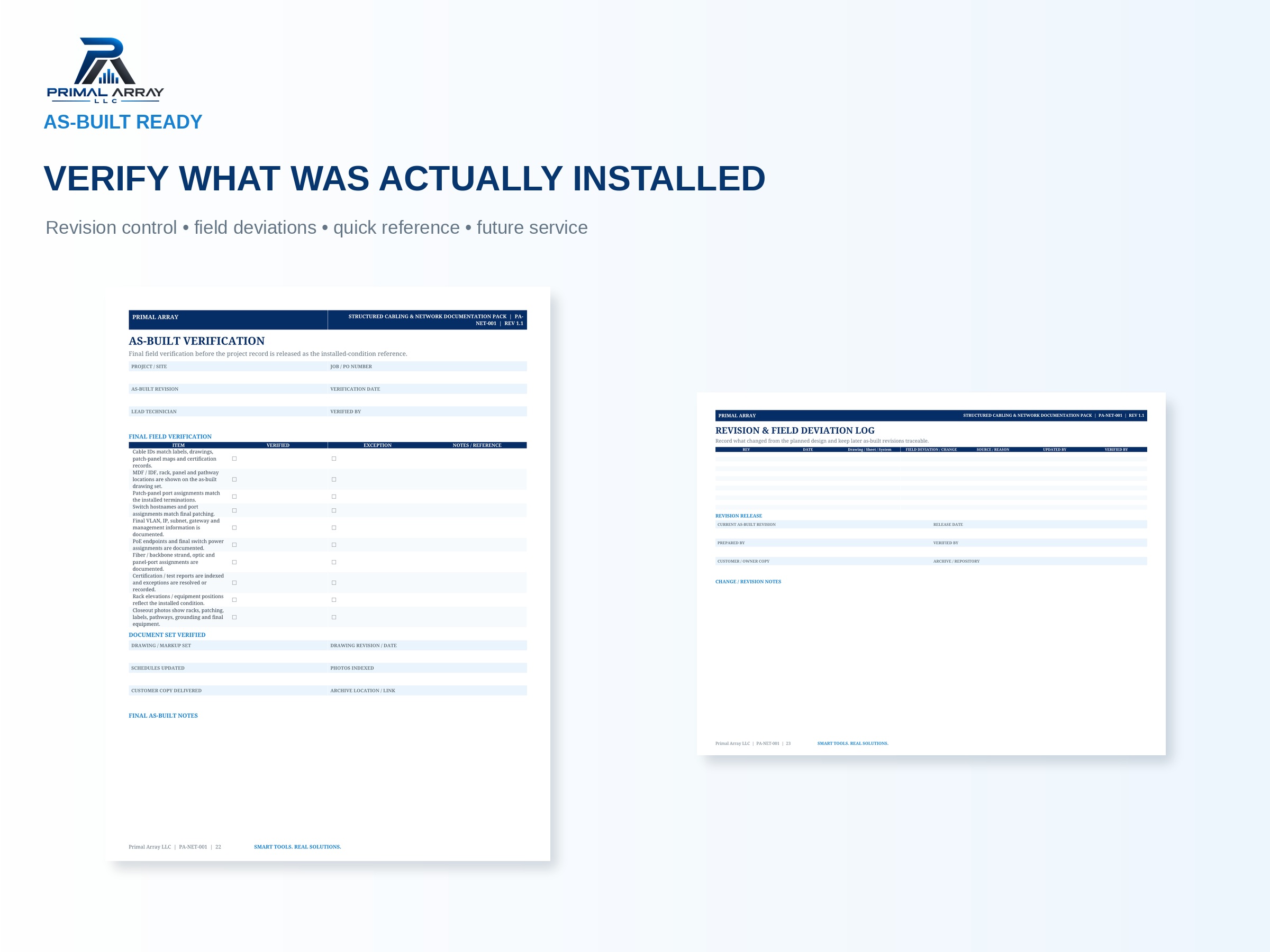 Structured Cabling & Network Documentation Pack: As-built documentation